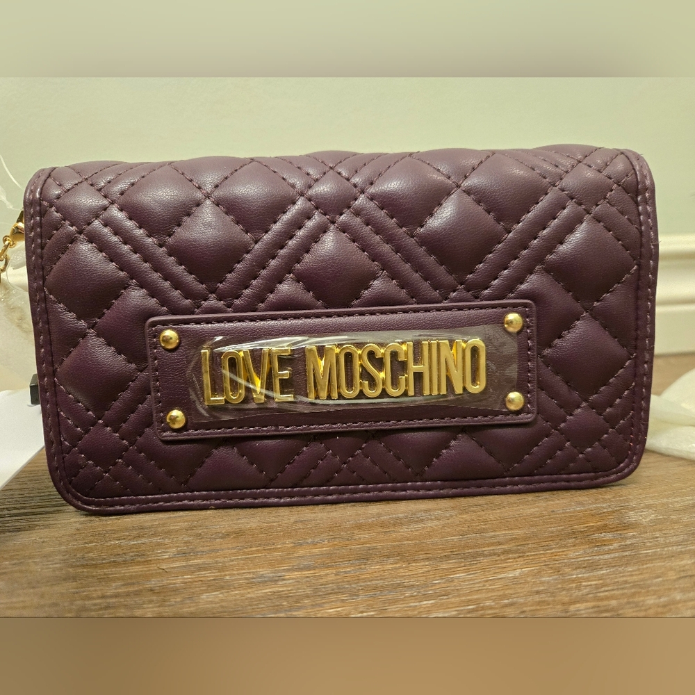 Love Moschino Quilted Mini Crossbody Purple
